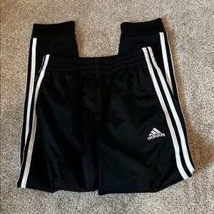 Adidas Kids Black Joggers with White Stripes